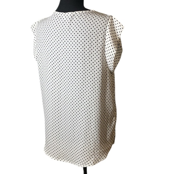 Business Casual Lightweight Cap Sleeve Blouse Sweet Rain Polka Dot Work Wear L - Picture 4 of 12